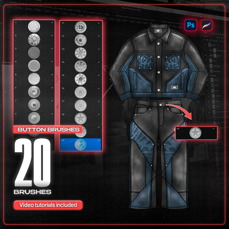 Button Brushes - Photoshop & Procreate