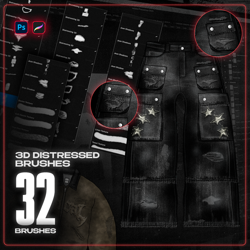 3D Distressing Brushes - Photoshop & Procreate
