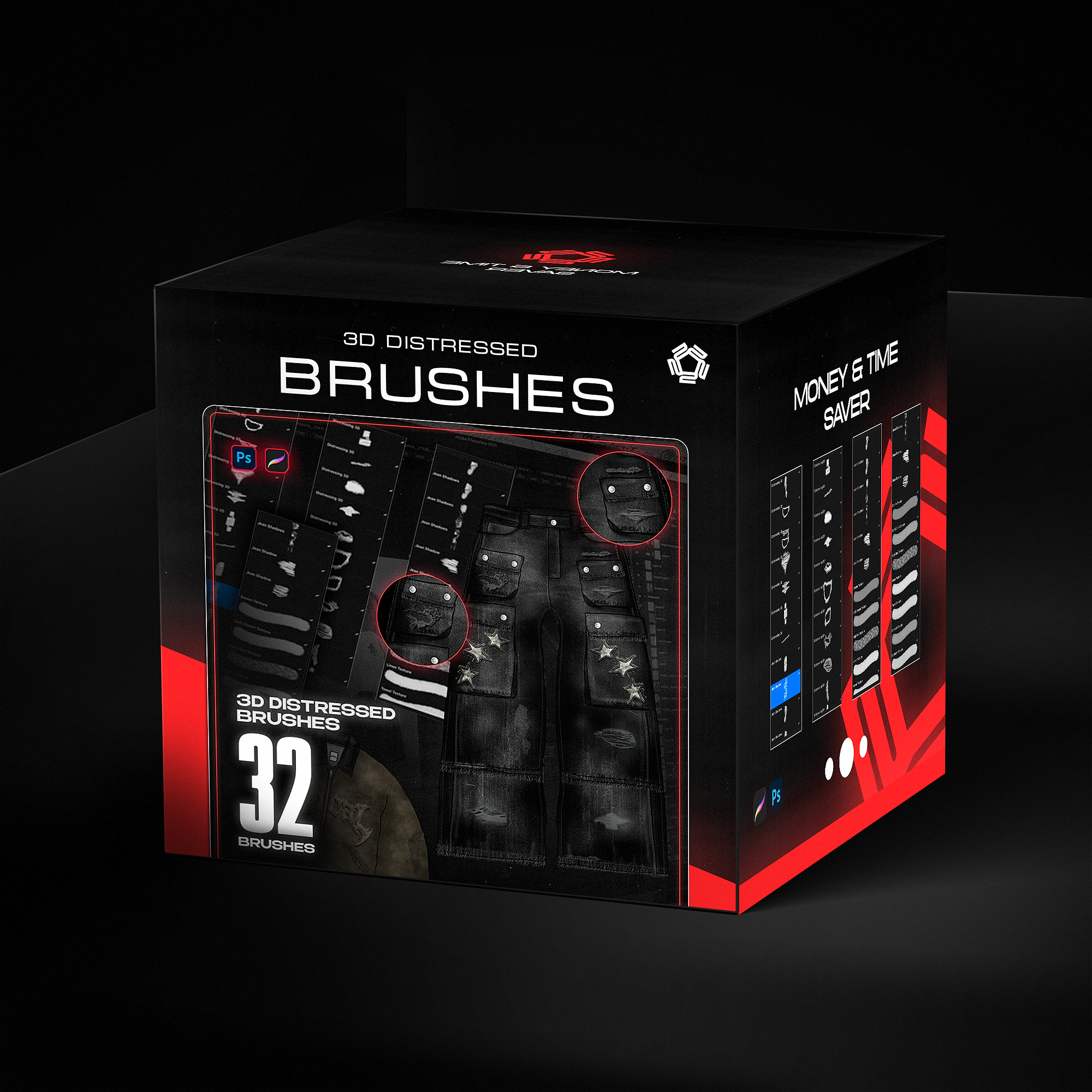 3D Distressing Brushes - Photoshop & Procreate