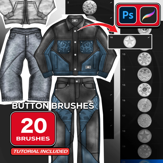 Button Brushes - Photoshop & Procreate