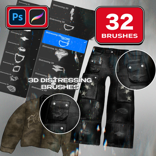 3D Distressing Brushes - Photoshop & Procreate