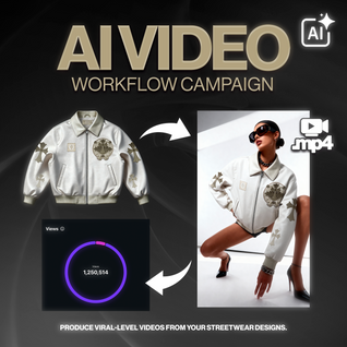 AI VIDEO WORKFLOW CAMPAIGN - Produce viral-level videos from your streetwear designs.
